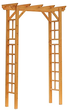 XIAOZHUANGXIONG Holz-Stahl-Gartenlaube mit Bogengitter for den Außenbereich, mit natürlichem Tannenholz und Seitenwand for Kletterpflanzen, orange