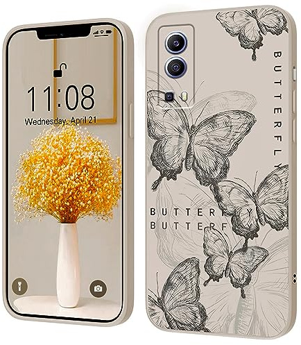 PAIX Creative Cartoon Silicone Soft Case Compatible with Vivo Y72 5G/Y52 5G, [Butterfly Pattern] Anti -Fall Protective Cover,