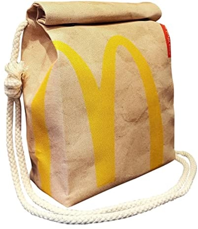 kpop unisex Schultertasche im McDonald's Papiertüten Design,aus strapazierfähiger Canvas süßer und lustiger Cartoon Look perfekt als Schul-/Handtasche.