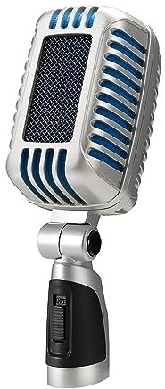 CAROL CLM-101 XLR Professional Vintage Wired Microphone – Dynamic Supercardioid with Dual Mic-Capsules for Singing and Stage, Includes Classic Mic, Storage Pouch & Switch(Cable Not Included) -Blue