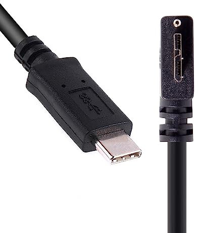 CY Cable 5Gbps USB-C Type-C Host to Micro USB3.0 Screw Mount 90 Degree Left Angled for Industrial Camera Storage