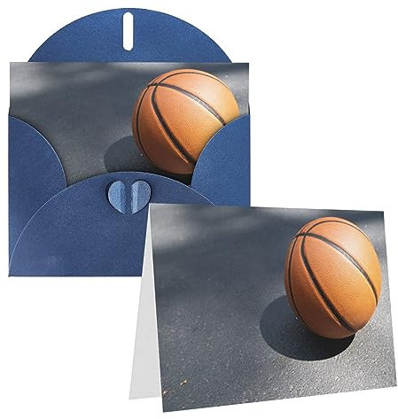 Grußkarte mit Basketball-Druck, mit Umschlägen, halbgefaltet, Weihnachtskarten, Dankeskarte für Urlaub, Hochzeit, Party, 15 x 10 cm