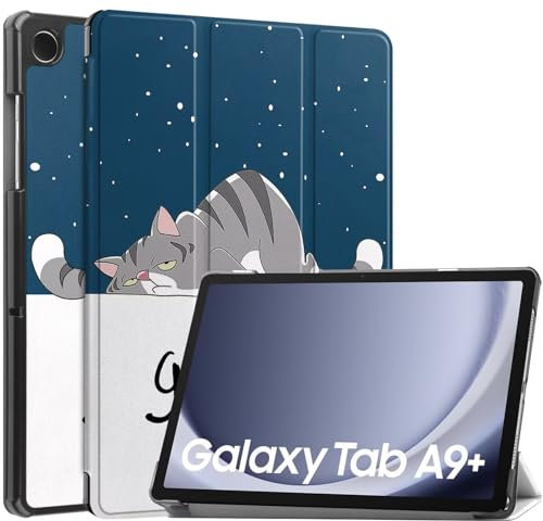 DMNYDM Custodia per Samsung Galaxy Tab A9+/A9 Plus Pollici 2023 Model (SM-X210/X216/X218),Sottile e Leggero con Supporto,Funzione Auto-Riposo/Attivazione,Gatto