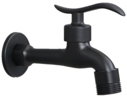 Badezimmer Mopp Pool Wasserhähne Vollautomatischer Waschmaschinen-Wasserhahn Badezimmer-Mopp-Pool Messing Einzelner Kaltwasserhahn Schwarzer Haushalt 3/4 Zoll Waschmaschinen-Wasserhahn – Lang