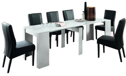 PRICE FACTORY just for you Console Extensible, Collection NOSOL, Couleur Blanc laqué Brillant, Dimensions 54x78cm