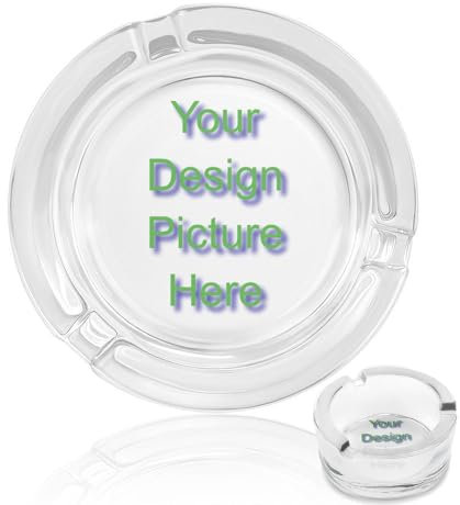 GDJSMIN Diy-Foto-Aschenbecher Aus Kristallglas, Individueller Diy-Bild-Aschenbecher Aus Glas Mit Kristallschliff, Zigarette, Bar, Pub, Restaurant, Heimbüro-Dekoration