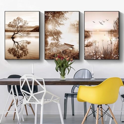 3er Set Poster Bohemian Poster Set Aesthetic Pflanze Bilder Moderne Abstrakt Kunst Wandbilder Boho Deko Bilder,Ohne Rahmen (Poster-10,20x30cm*3Pcs)