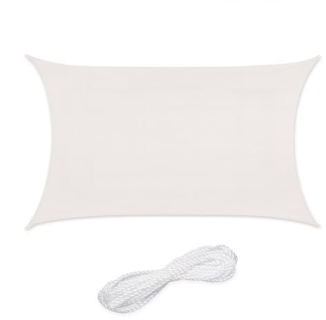 Relaxdays Voile d'ombrage rectangulaire, 2 x 3 m, Toile ombrage, Tissu PE-HD, avec tendeurs, Blanche