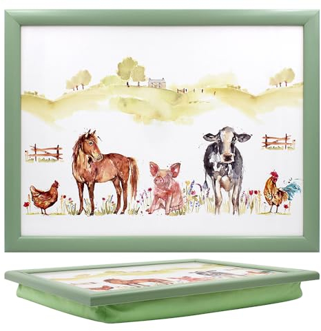 Lesser & Pavey Farmyard Laptray | Bean Bag Trays With Padded Cushion | Suitable For Drinks, Food, Breakfast & Laptop | Lovely Designed Lap Tray For Home & Office - Macneil Studios