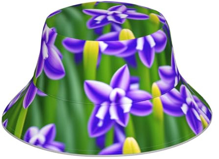 Snake Printed Sun Hat with Reflective Trim,Unisex Double-Side Fisherman Cap Bucket Hat,Stay Cool and Stylish!, Purple Hyacinth, One size
