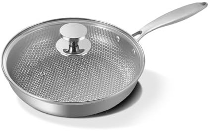 HYPIQQ 12 Pan Skillet Nonstick Pans without Teflon Non Stick Frying Pans with Lids Frying Pans Nonstick with Lid,10in+Lid