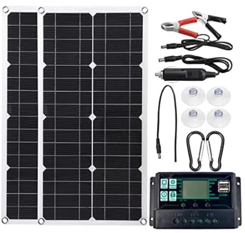 Kit De Panneaux Solaires, Panneaux Solaires Monocristallins 500 W avec Contrôleur 10 A/20 A/30 A, Double USB, pour Maison, Camping-Car, Bateau Et Chargement De Batteries 12 V/24 V,10Acontroller