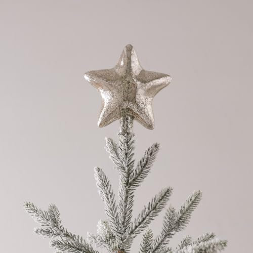 Lights4fun Stern Christbaumspitze Glas Weihnachtsdeko Batteriebetrieb Weihnachtsbaumspitze Glas Baumspitze