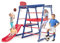 GOPLUS Kinder Klettergerüst, 7 in 1 Kletterspielzeug Set mit Kletterleiter, Rutsche, Kletternetz, Fußballnetz, Basketballkorb, Plattform, vielseitiger Spielturm Kletterturm Indoor Outdoor für 3–7