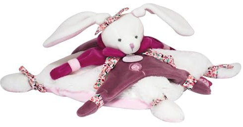 Linnea Doudou Plat Lapin 27 cm Collection Lapin Cerise Rose