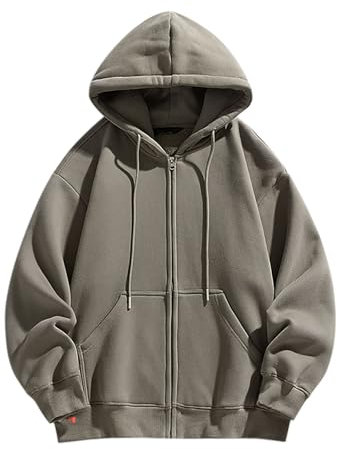 Jamicy Sweatjacke Herren Hoodie Kapuzenjacke Casual Übergangsjacke mit Reißverschluss Tasche Mode Zipper Strickjacke Lässig Einfarbig Kapuzenpullover Angebote Braun XXL