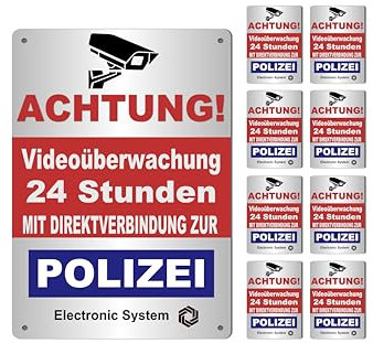 Egero - PVC-Schild für Alarmanlagen. Hohe Qualität, Metalleffekt, Einbruchsicherung (Panel Polizei)