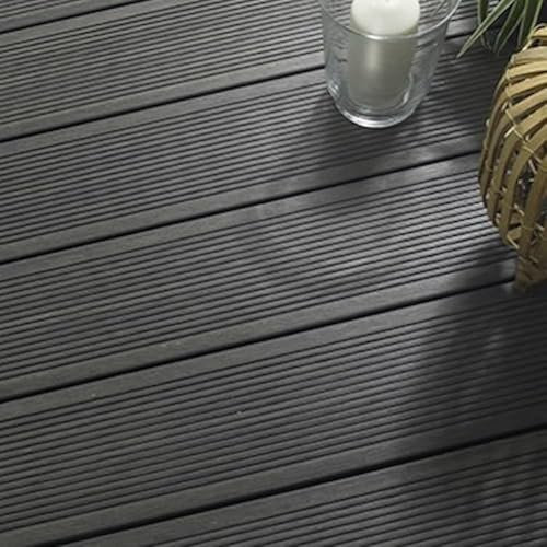 WPC Terrassendielen-Set Navia 15 m² – Dunkelgrau – 46 Terrassendielen (220 x 14,5 x 2,2 cm) – Clip-Befestigung – Terrasse