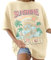 TOMEEK Damen T-Shirt Kurzarm Rundhals Oversized Tshirt Sommer Baumwolle Locker Basic T-Shirt Für Damen Vintage Strand Bedruckte Schulter Top Casual Frauen Shirt(Beige,M)