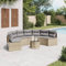Somanki Gartensofa mit Tisch und Kissen Halbrund Beige Poly-Rattan, Balkonmöbel, Gartenlounge, Gartenmöbel, Balkon Sofa, Terrassen Sofa, Terrassenmöbel - 3318528