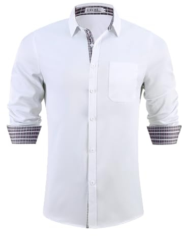 LVCBL Chemise Homme à la Mode - Chemise Homme Manches Longues pour Bureau, Loisir & Célébration M-3XL