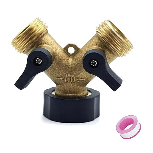 2-Wege Y Verteiler mit Absperrhähnen für Zwei Zulaufschläuche,3/4 Zoll Messing zum Anschluss von 2 Geräten, Verteileradapter für Waschmaschine Geschirrspüler, Garten, Rasen Wasserhähne,Gartenschlauch
