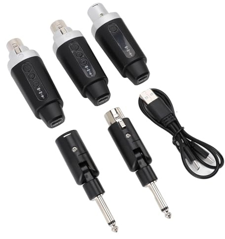 VBESTLIFE Der Drahtlose XLR -Senderempfänger, 3 -pin -UHF -MIC -Adapter -Mikrofonsystem, 8 -Stufe Volumensteuerung, Wiederaufladbar