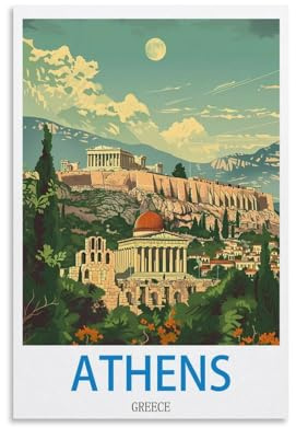 Blechschild-Poster, Vintage-Kunst, Wanddekoration, Athen, Griechenland, Blechschilder, Vintage, Retro, Bar, Club, Höhle, Zuhause, Küche, Wanddekoration, rustikales Schild, 20 x 30 cm