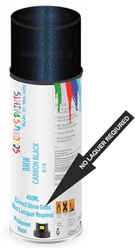 Aerosol Spray Paint Compatible with Bmw Carbon Black Metallic 416 Available in Direct Gloss, Cellulose or Basecoat (Direct Gloss Aerosol)