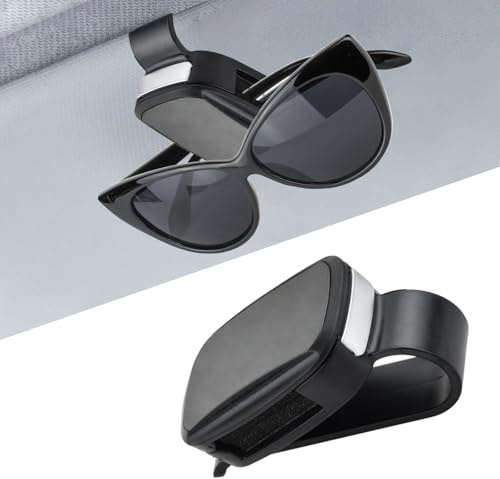 Culinavog 2 Pezzi Porta Occhiali Auto, Supporto Parasole Auto, Accessorio Universale Pratico per Occhiali da Sole, Clip Elegante per Interni, Nero