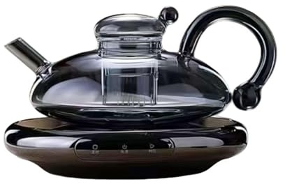2026 Nuevo Juego De Tetera Vidrio, Con Calentador Eléctrico, Borosilicato 700 Ml Y 2 Tazas, Boquilla Antigoteo, Infusor Desmontable, Mango Antiescaldaduras, for Amantes Del Té(Transparent,2pcs)