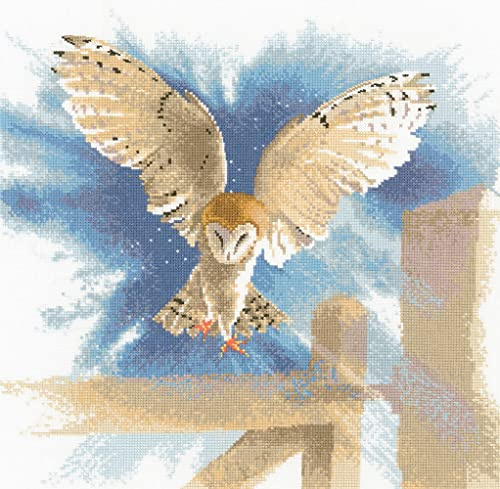 Heritage Crafts Aida Owl in Flight (A) Counted Cross Stitch Kit FFOF483-A 34x34cm, Multicoloured