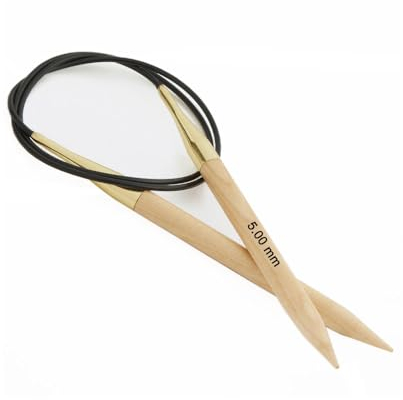 KnitPro Basix Birch Rundstricknadel, 80 cm Länge x 5.00 mm Stärken, Braun