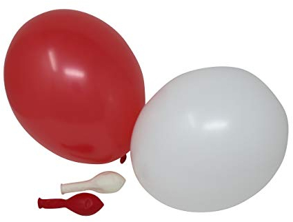 50 Luftballons je 25 rot & weiß Qualitätsballons 27 cm Ø (Standardgröße B85)