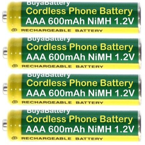 Pack of 4 Cordless Telephone Rechargeable Batteries Full Size AAA 600mAh 1.2V NiMH BuyaBattery Branded