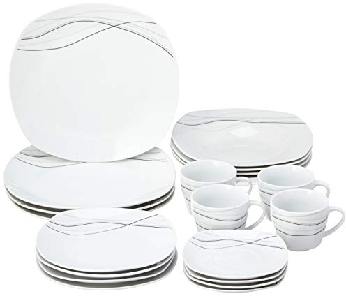 Lorren Home Trends LH414 - Vajilla cuadrada (20 piezas, porcelana, confeti)