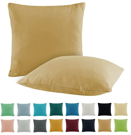 SHC by BaSaTex 2er Pack Jersey Kissenbezüge Kissenhüllen | Kopfkissenbezug aus 100% Baumwolle | 40x40 cm Dekokissen Bezug | Farbe Sand Beige