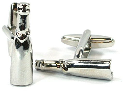 Einzigartige & verschiedenen Design Manschettenknöpfe Set in einem hochwertigen Geschenk-Box (Champagner/Prosecco/Bier Flaschen)