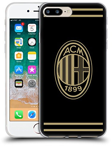 Head Case Designs Offizielle AC Milan Schwarz Und Gold Wappen Gelhülle [Militärischer Schutzgrad] Kompatibel Mit Apple iPhone 7 Plus/iPhone 8 Plus Und Kompatibel Mit MagSafe
