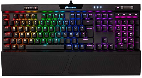Corsair, USB 2.0, K70 RGB MK.2 Teclado mecánico para gaming (Cherry MX Blue: Preciso y audible, retroiluminación LED RGB dinámica, disposición QWERTZ DE), color negro