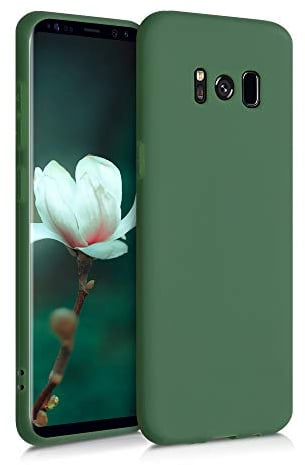 kwmobile Hülle kompatibel mit Samsung Galaxy S8 Hülle - weiches TPU Silikon Case - Cover geeignet für kabelloses Laden - Dunkelgrün matt