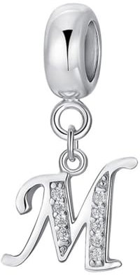 Charm-Anhänger aus 925er-Sterlingsilber, Buchstabe M, für Pandora-Charm-Armbänder