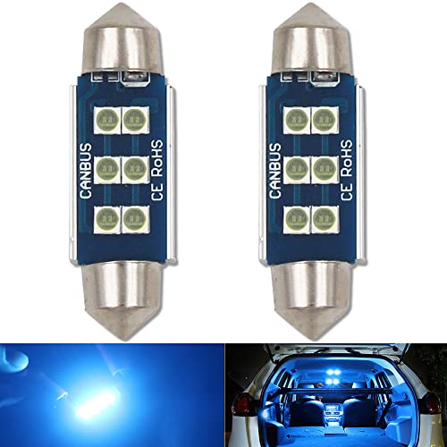 HSUN Lot de 2 ampoules LED Festoon C5W de 39 mm, 12 V-14 V Canbus sans erreur avec puce 6 LED SMD3030 pour intérieur de voiture, plafonnier, liseuse, coffre, etc. Bleu glacier