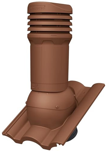 Parotec Isolierter Entlüftungskamin DN 125 mm für BRAAS - TAUNUS Dachziegel – gedämmter passiver Dachlüfter, verhindert Kondenswasser (RAL 8004 - Ziegelrot)