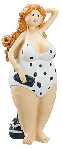 osters muschel-sammler-shop Retro Badenixe stehend mit Badeanzug blau/Weiss │ mollige Frau │ Rubensdame │Höhe 16cm│