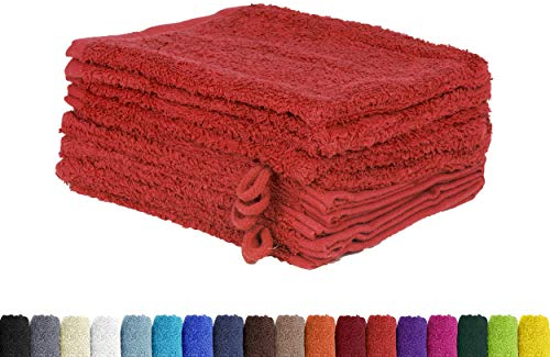 BaSaTex 10er Pack Waschhandschuhe aus 100% weicher und saugstarker Baumwolle | Öko-Tex Made in Green | Waschlappen Set 15x21 cm | Farbe: Rot