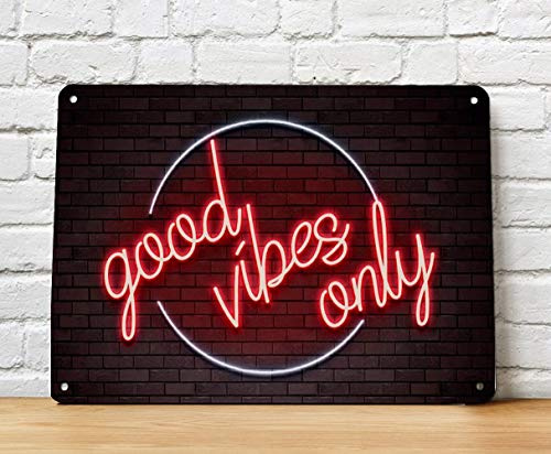 Artylicious Poster mit Aufschrift Good Vibes Only, Neon-Licht, Männerhöhle, Hausbar, Wandkunst, A2