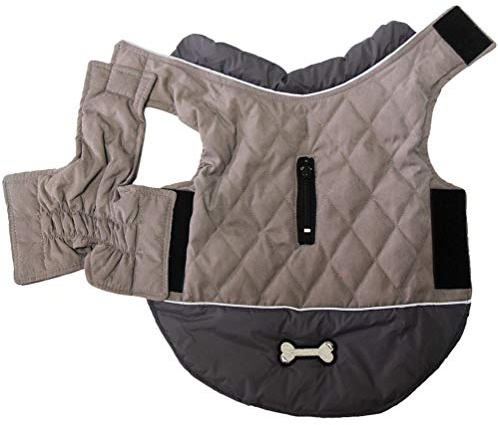JoyDaog Wendehundemäntel für kleine Hunde wasserdichte, warme Welpenjacke aus Baumwolle für den kalten Winter, Grau XS