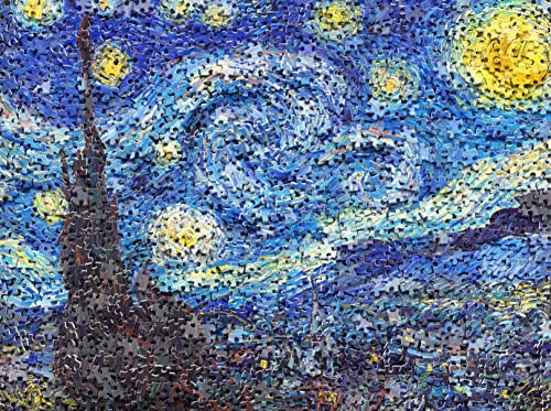 Pintoo Puzzle 1200 Teile für Erwachsene - Puzzle im Puzzle - Van Gogh's Sternennacht - Einfache Aufbewahrung eng ineinandergreifendes Kunststoffpuzzle Kein Kleber erforderlich [H2247]