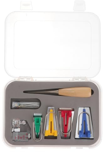 YARNOW Bias Tape Maker Kit 4 Sizes 1/4 1/2 3/4 1In Tape Binder Foot Awl Pin Set Quilting Sewing Set for Fabric Binding and DIY Craft Projects
